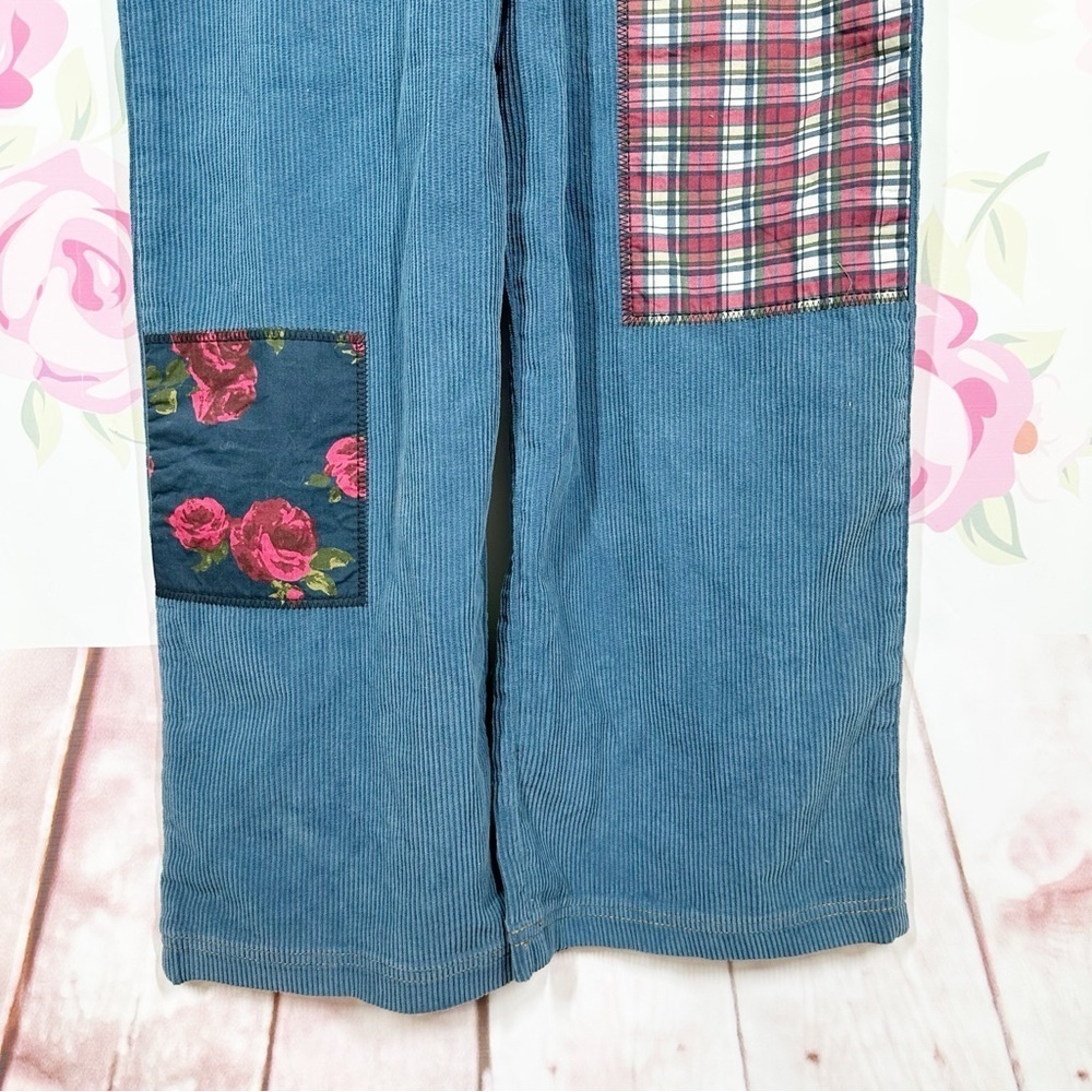 NEW Urban Outfitters Paola Corduroy Patchwork Floral Plaid Accents Overalls M - Picture 5 of 9